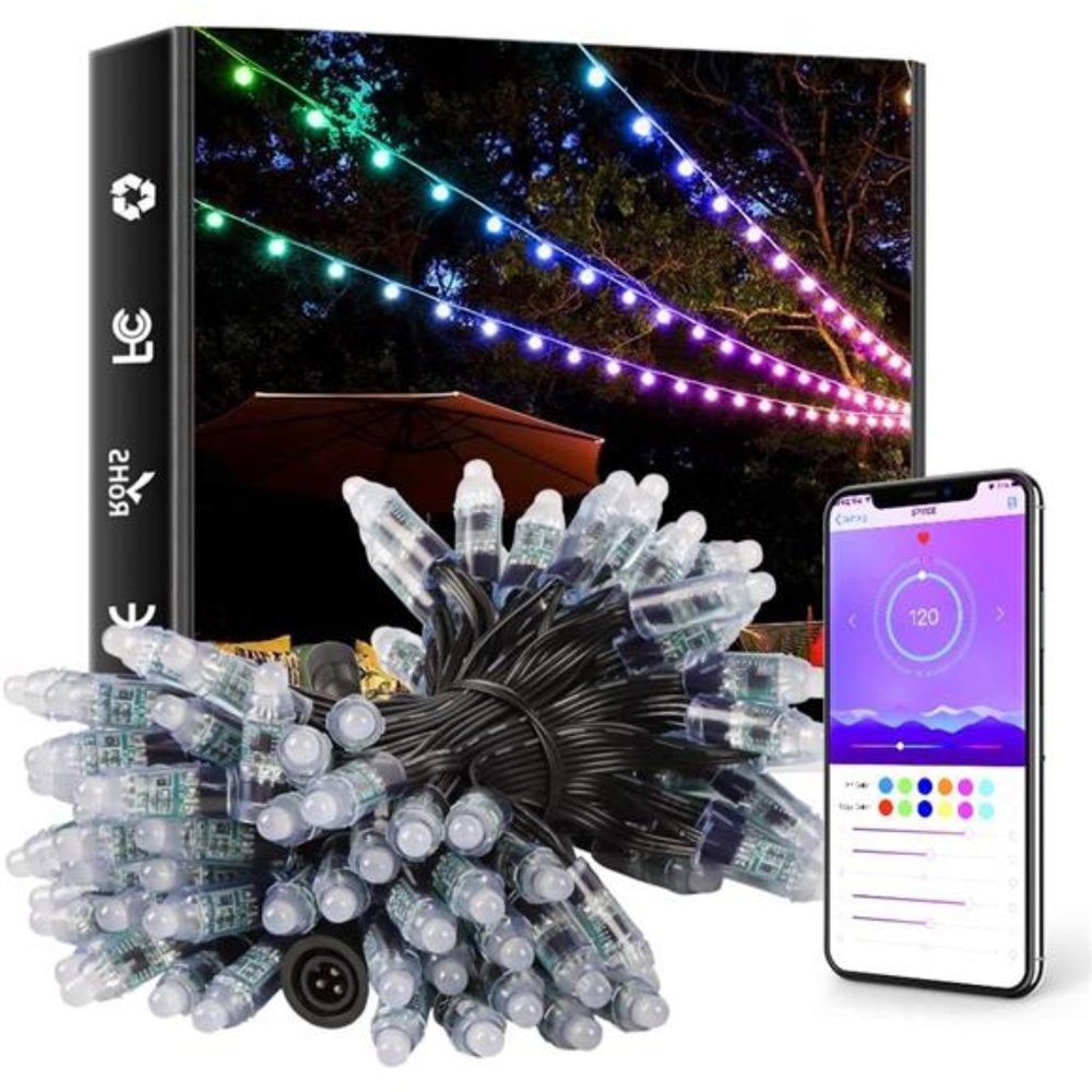 Outdoor String Lights 39ft 100LED, Dream Color Christmas Lights with APP